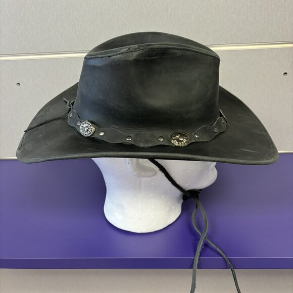 Wide Leather Cowboy/ Cowgirl Western Hat - Picture 9 of 13